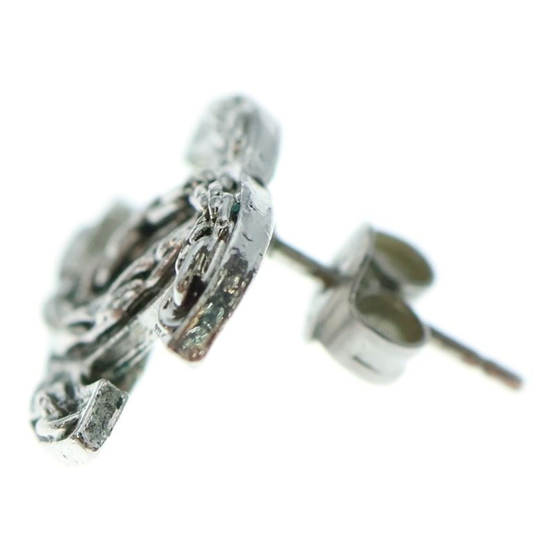 Chanel CC Logo Coco Mark Metal Stud Earrings One Ear Only Silver 05A