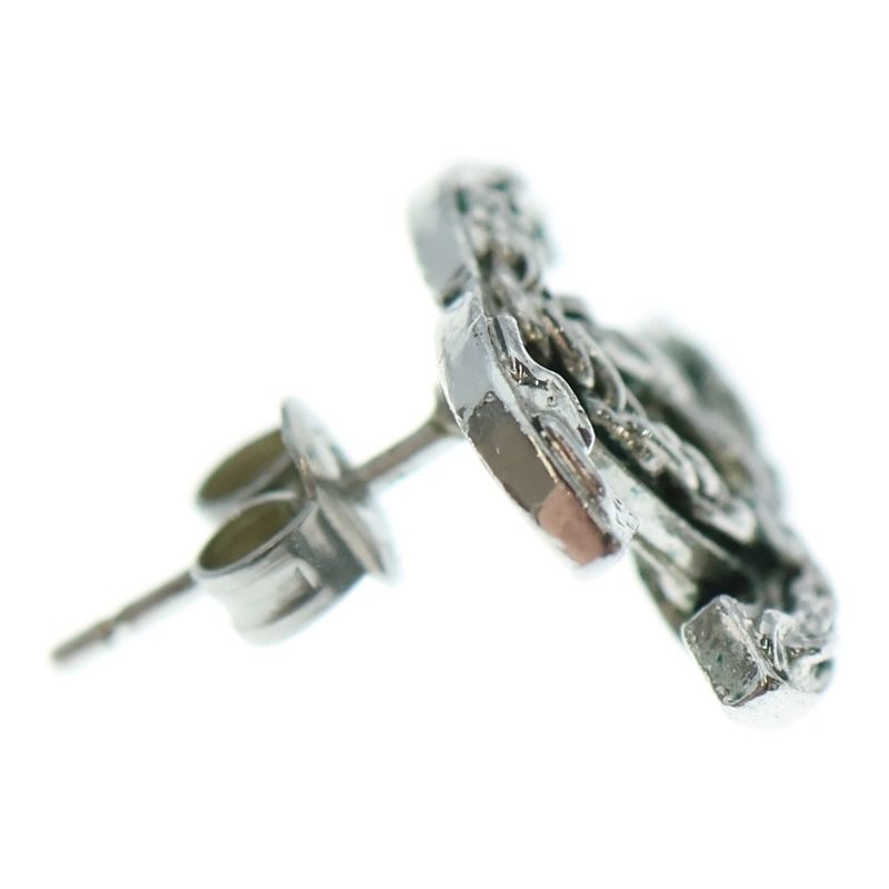 Chanel CC Logo Coco Mark Metal Stud Earrings One Ear Only Silver 05A