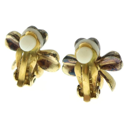Chanel Coco Mark Four-leaf Clover Motif Earrings Gold Plated 03P