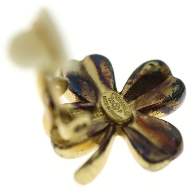 Chanel Coco Mark Four-leaf Clover Motif Earrings Gold Plated 03P