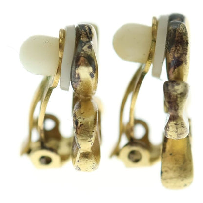 Chanel Coco Mark Four-leaf Clover Motif Earrings Gold Plated 03P