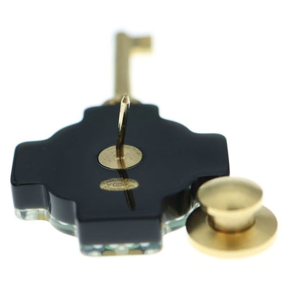 Chanel Coco Mark Key Motif Pin Brooch Pin Badge Key Shape Black And Gold 17A