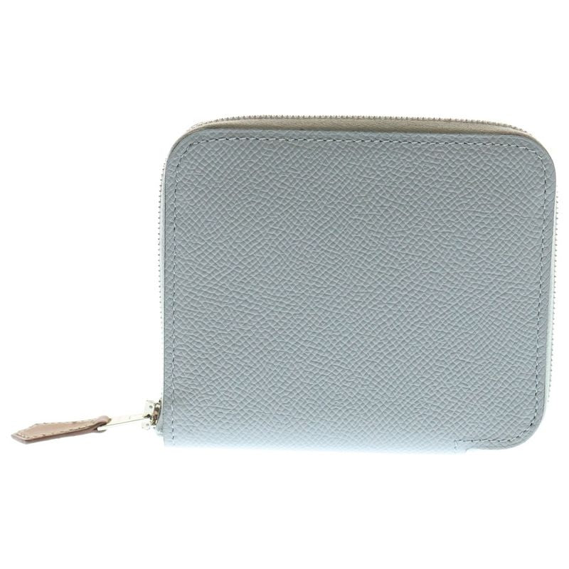 Hermes Azap Compact Silk Quin Epson Grapin Tin Compact Wallet Coin Case Gray