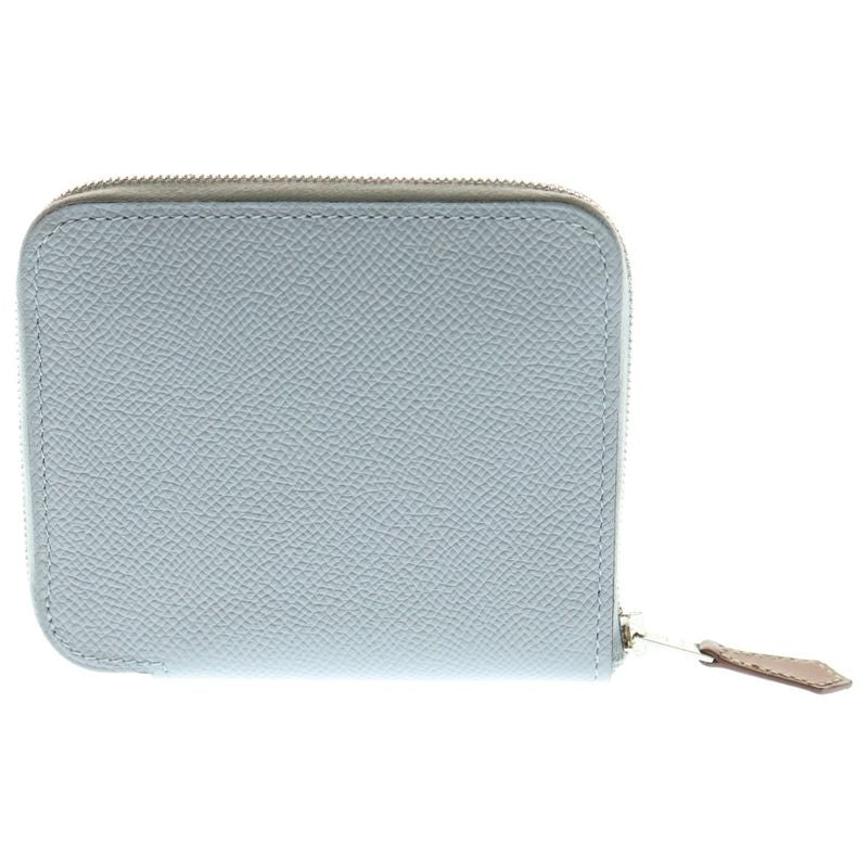 Hermes Azap Compact Silk Quin Epson Grapin Tin Compact Wallet Coin Case Gray