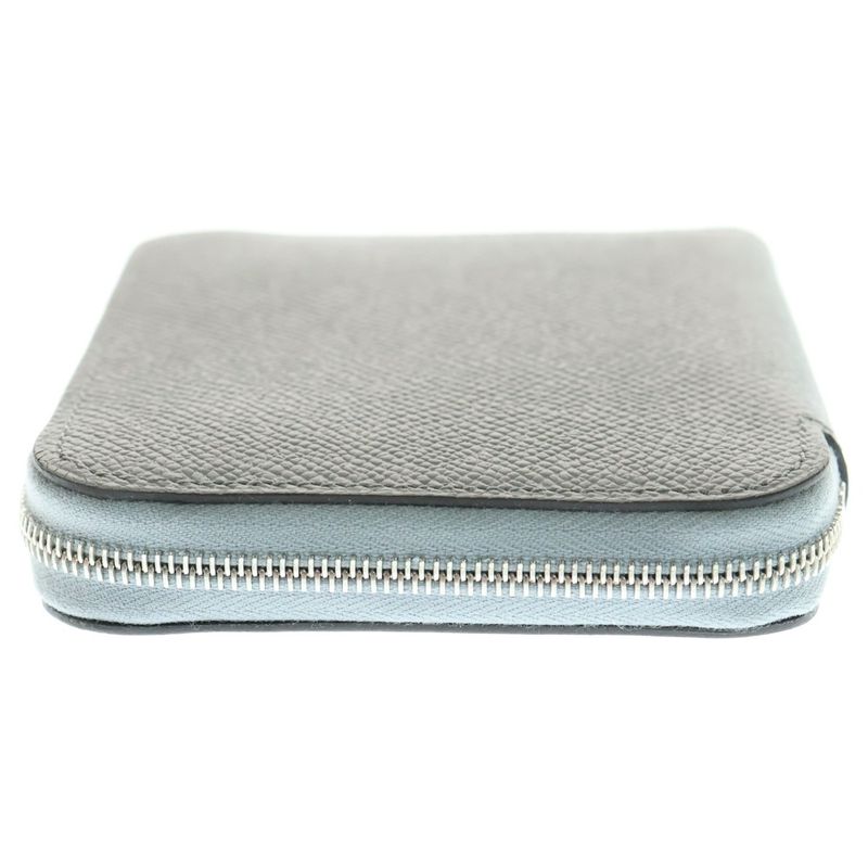 Hermes Azap Compact Silk Quin Epson Grapin Tin Compact Wallet Coin Case Gray