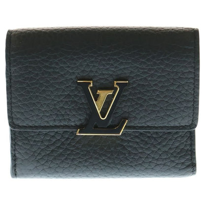 Louis Vuitton Portefeuille Capucines X Compact Wallet Trifold Black Leather