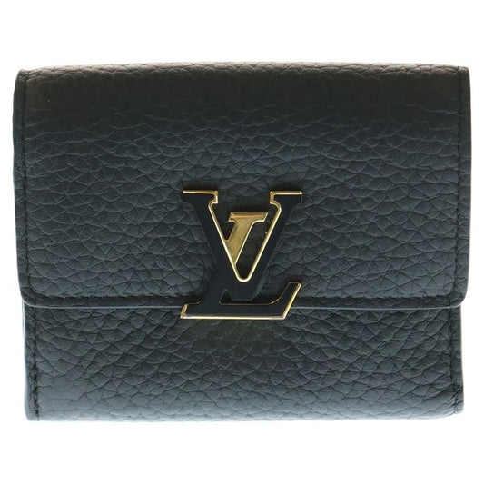 Louis Vuitton Portefeuille Capucines X Compact Wallet Trifold Black Leather