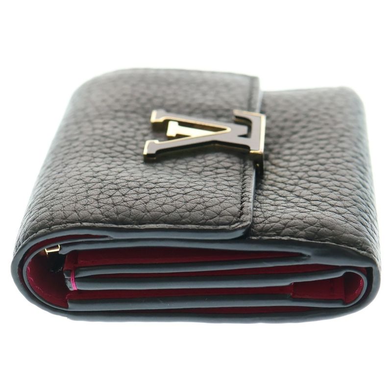 Louis Vuitton Portefeuille Capucines X Compact Wallet Trifold Black Leather
