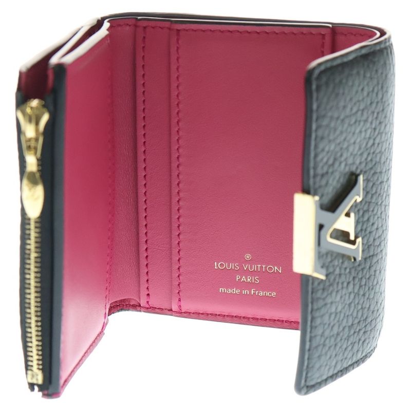 Louis Vuitton Portefeuille Capucines X Compact Wallet Trifold Black Leather