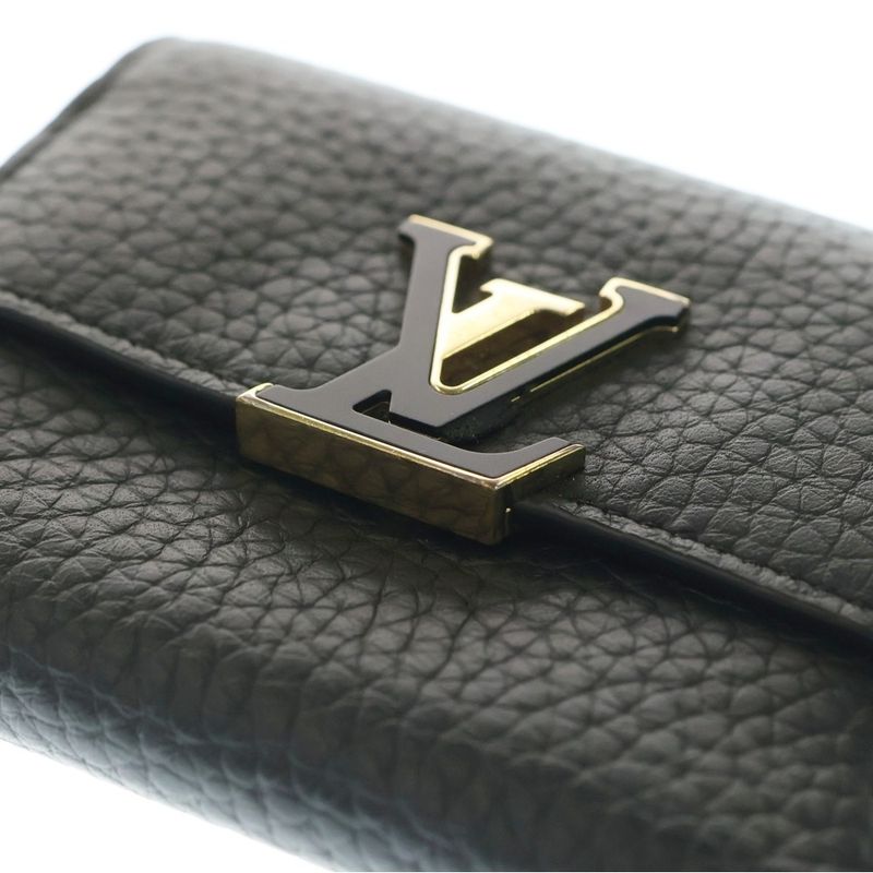 Louis Vuitton Portefeuille Capucines X Compact Wallet Trifold Black Leather
