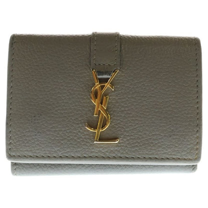 Saint Laurent Paris Compact Wallet Trifold Wallet Coin Case Glazed Leather Gold