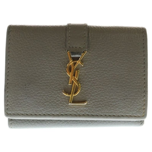 Saint Laurent Paris Compact Wallet Trifold Wallet Coin Case Glazed Leather Gold