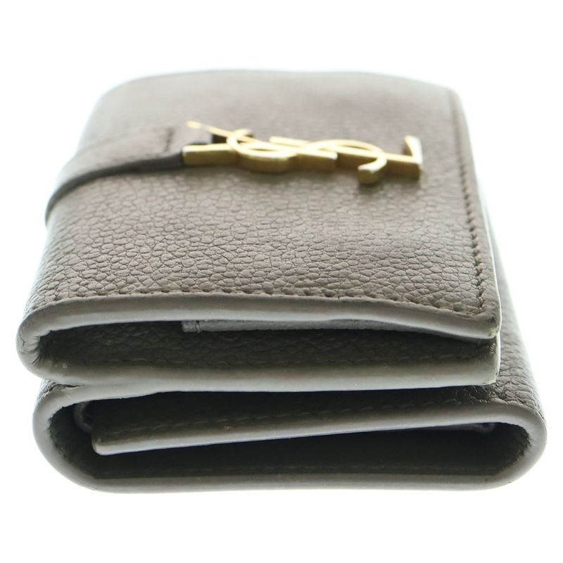 Saint Laurent Paris Compact Wallet Trifold Wallet Coin Case Glazed Leather Gold