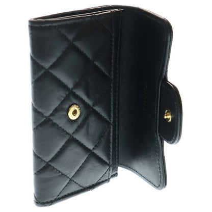 Chanel 2.55 Matelasse Small Wallet Card Case Black Lambskin Gold Hardware