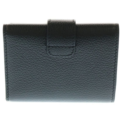 Celine Fine Strap Triomphe Compact Wallet Bifold Wallet Black Leather Gold