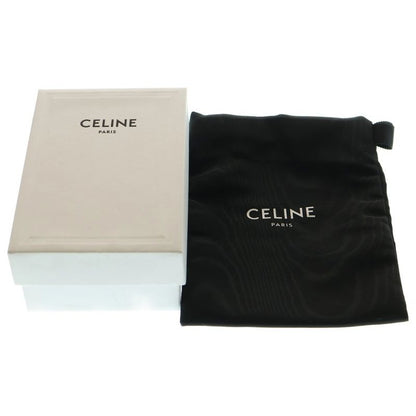 Celine Fine Strap Triomphe Compact Wallet Bifold Wallet Black Leather Gold
