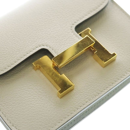 Hermes Constance Slim Evercolor Compact Wallet Light Blue Glacier W Engraved