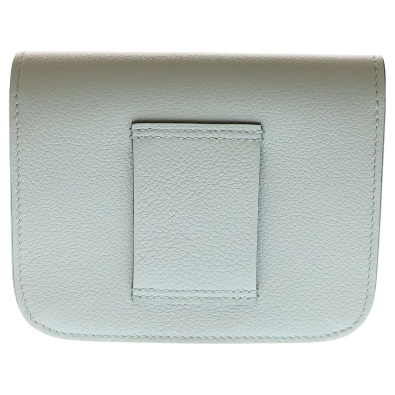 Hermes Constance Slim Evercolor Compact Wallet Light Blue Glacier W Engraved