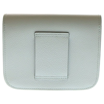 Hermes Constance Slim Evercolor Compact Wallet Light Blue Glacier W Engraved