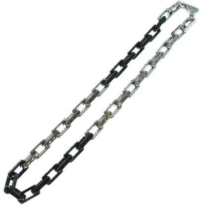 Louis Vuitton Collier Mocorie Monogram Chain Necklace Black/silver M00677 Le4264