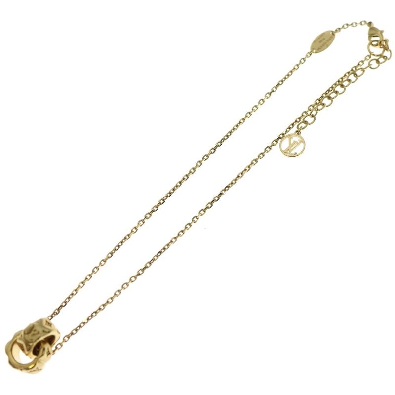 Louis Vuitton Collier Pillow Nanogram Necklace Pendant Chain Gold GP M00782