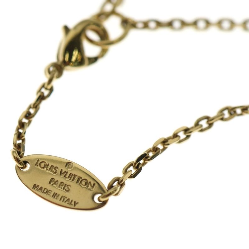 Louis Vuitton Collier Pillow Nanogram Necklace Pendant Chain Gold GP M00782