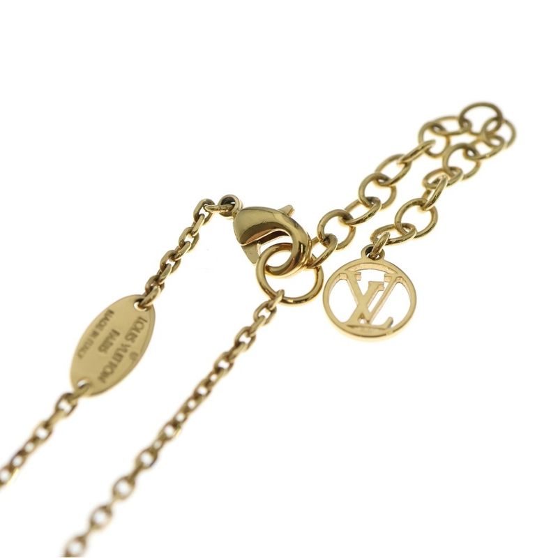 Louis Vuitton Collier Pillow Nanogram Necklace Pendant Chain Gold GP M00782