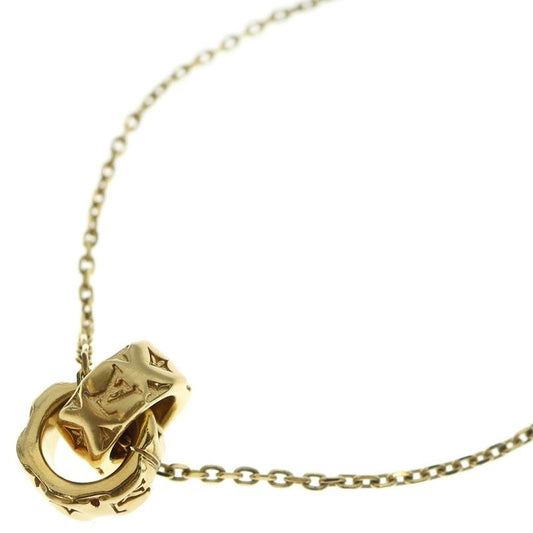 Louis Vuitton Collier Pillow Nanogram Necklace Pendant Chain Gold GP M00782