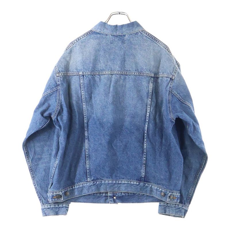 Balenciaga 19AW Front Embroidered Logo Denim Jacket Indigo 594386 Tcw03