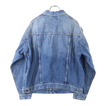 Balenciaga 19AW Front Embroidered Logo Denim Jacket Indigo 594386 Tcw03