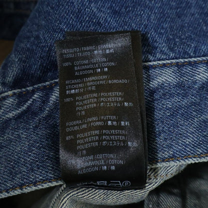 Balenciaga 19AW Front Embroidered Logo Denim Jacket Indigo 594386 Tcw03