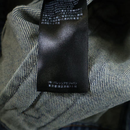 Balenciaga 19AW Front Embroidered Logo Denim Jacket Indigo 594386 Tcw03