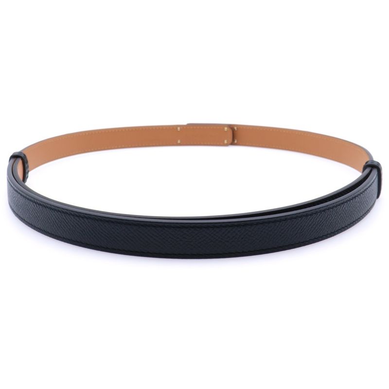 Hermes Kelly Belt Epson Leather Black Pink Gold Hardware Stamped K