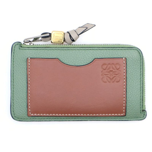 Loewe Anagram Fragment Case Card Case Coin Card Holder Green X Brown Soft Grain