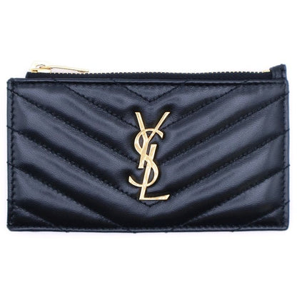 Saint Laurent Paris Logo Quilted Fragment Case Card Case Small Wallet Black