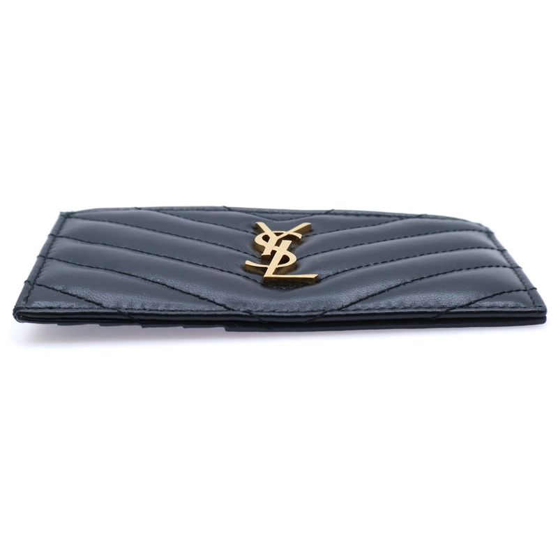 Saint Laurent Paris Logo Quilted Fragment Case Card Case Small Wallet Black