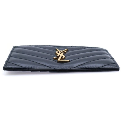 Saint Laurent Paris Logo Quilted Fragment Case Card Case Small Wallet Black