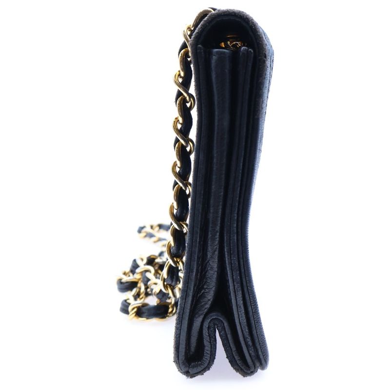 Chanel Coco Mark Lambskin Leather Chain Shoulder Bag Gold Hardware Black 2nd