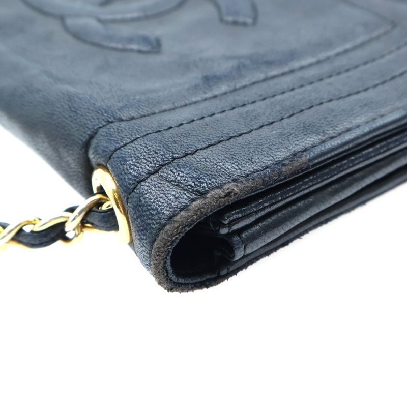 Chanel Coco Mark Lambskin Leather Chain Shoulder Bag Gold Hardware Black 2nd