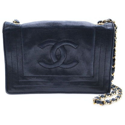 Chanel Coco Mark Lambskin Leather Chain Shoulder Bag Gold Hardware Black 2nd