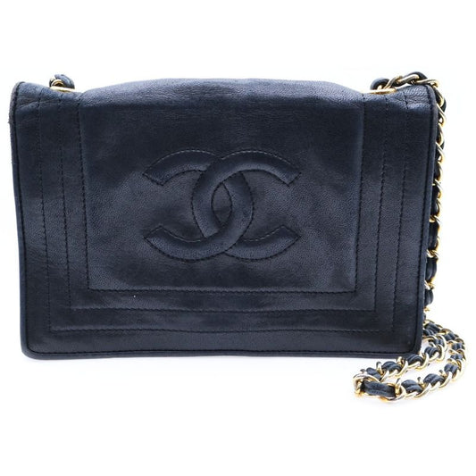 Chanel Coco Mark Lambskin Leather Chain Shoulder Bag Gold Hardware Black 2nd