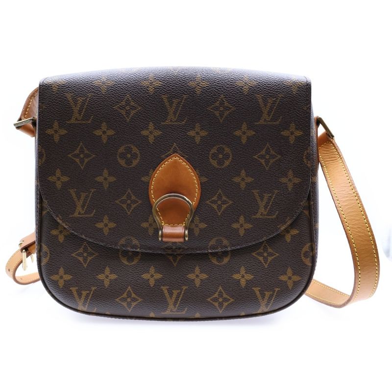 Louis Vuitton Saint-cloud Monogram PVC Leather Push Lock Shoulder Bag Gold