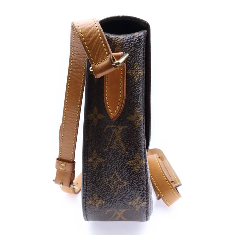 Louis Vuitton Saint-cloud Monogram PVC Leather Push Lock Shoulder Bag Gold