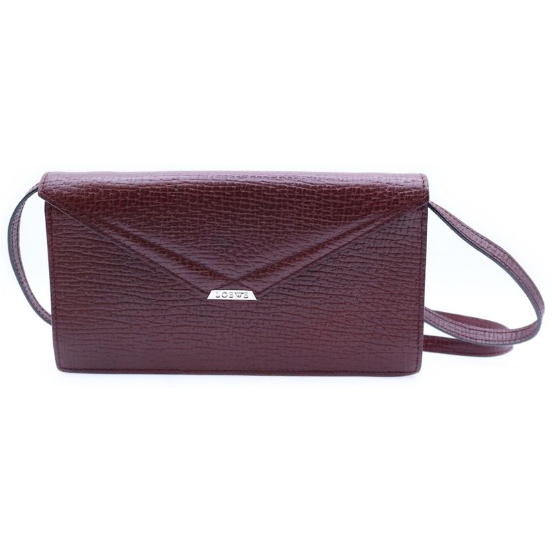 Loewe Valentine Shoulder Wallet Mini Bag Shoulder Bag Bordeaux Wine Red Leather