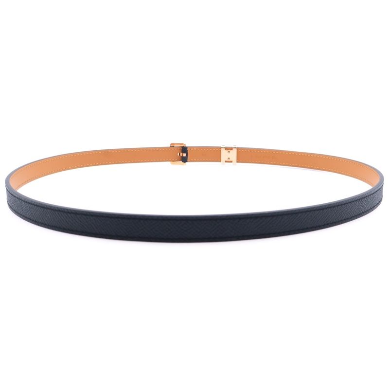 Hermes Pop Ash Belt Leather Black And Brown Engraved B Pink Gold Hardware