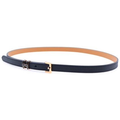 Hermes Pop Ash Belt Leather Black And Brown Engraved B Pink Gold Hardware