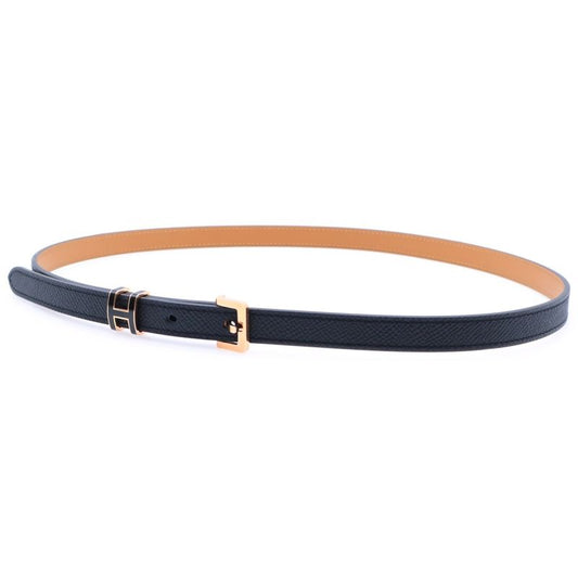 Hermes Pop Ash Belt Leather Black And Brown Engraved B Pink Gold Hardware
