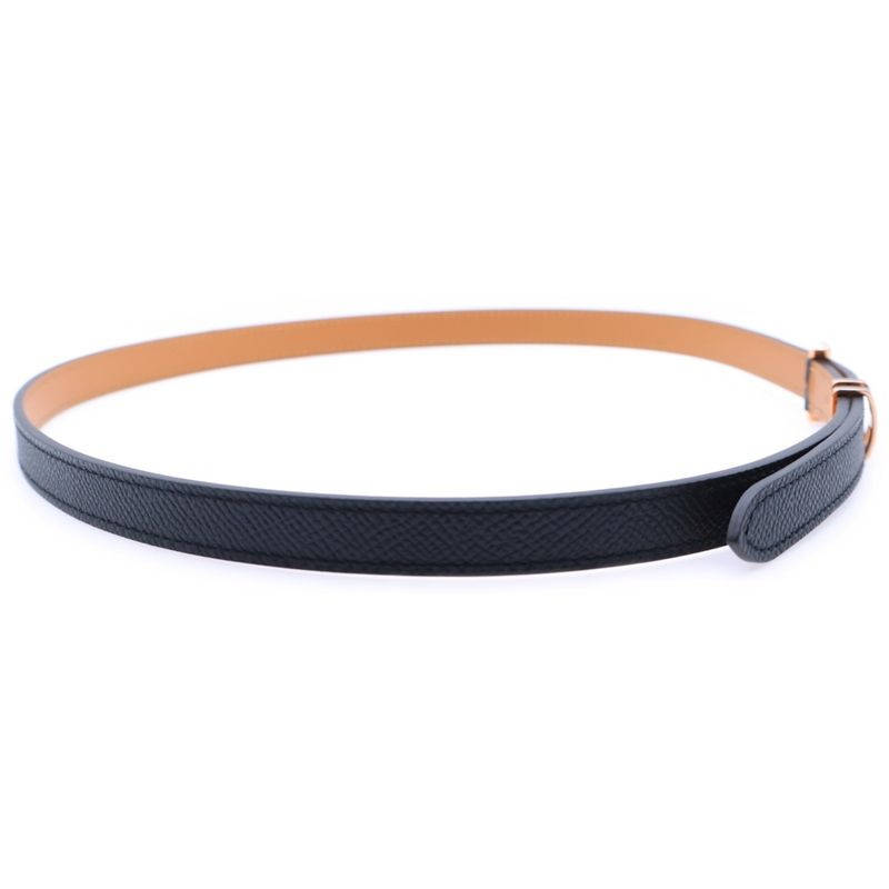 Hermes Pop Ash Belt Leather Black And Brown Engraved B Pink Gold Hardware