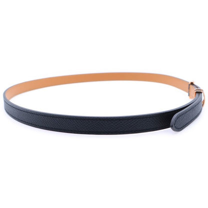 Hermes Pop Ash Belt Leather Black And Brown Engraved B Pink Gold Hardware