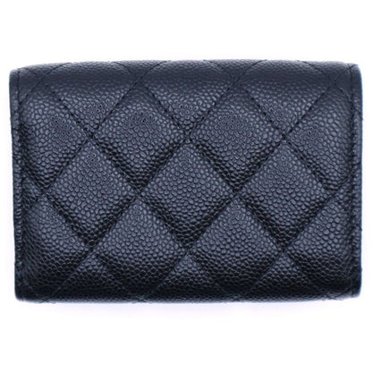 Chanel Coco Mark Classic Small Flap Compact Wallet Trifold Coin Case Black